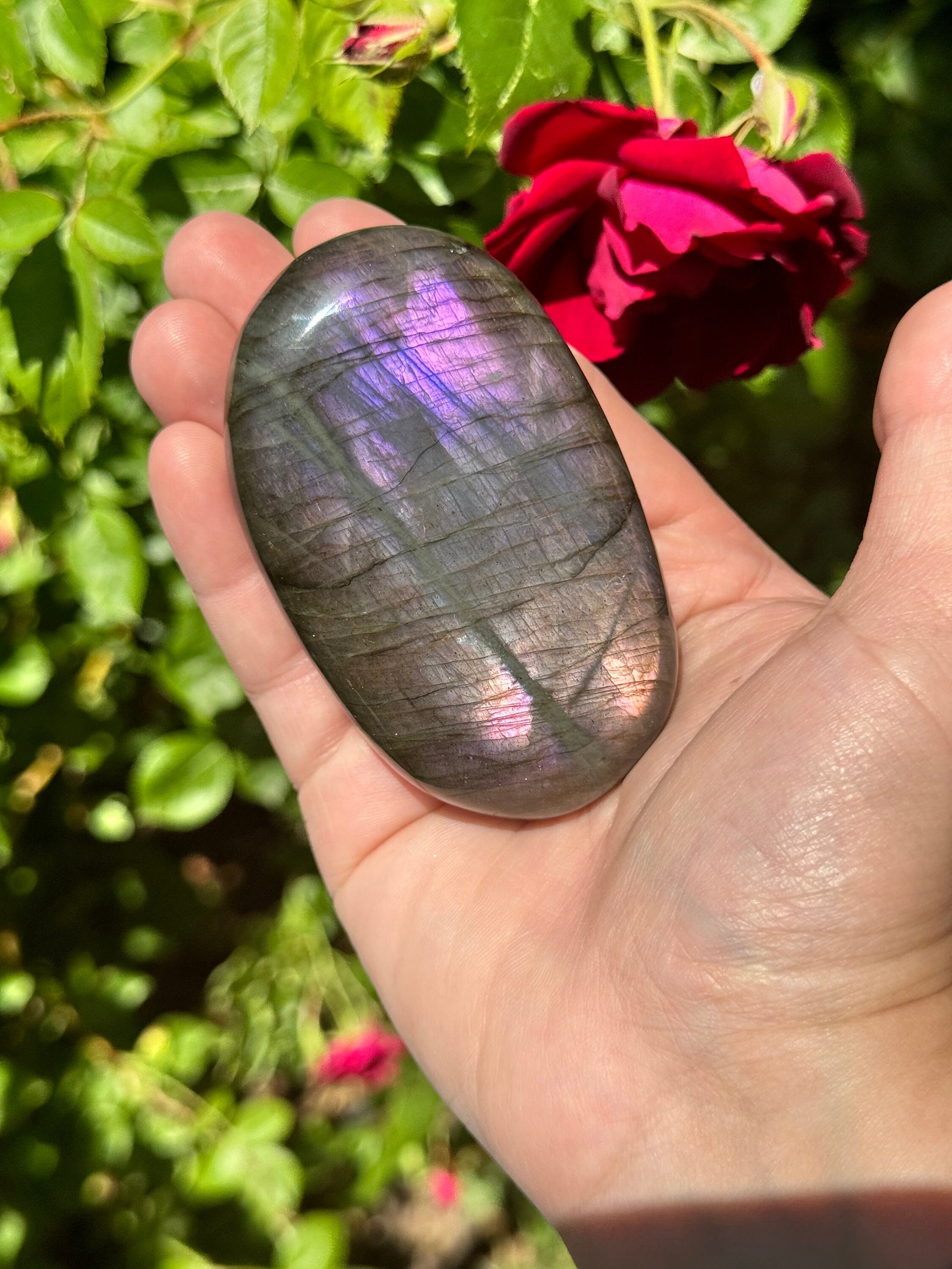 Purple Flash Mermaid Labradorite Gallet Stone Crystal | Lab Palm Stone | Crystal Gift | Stone Of Magic