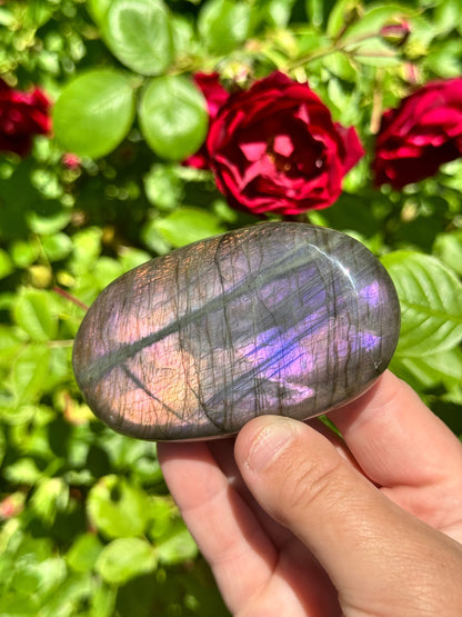 Purple Flash Mermaid Labradorite Gallet Stone Crystal | Lab Palm Stone | Crystal Gift | Stone Of Magic