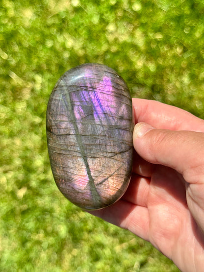 Purple Flash Mermaid Labradorite Gallet Stone Crystal | Lab Palm Stone | Crystal Gift | Stone Of Magic