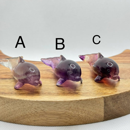 Dolphin Figurine Fluorite Crystal Carving for Meditation | Animal Spirit Guide Messages | Dolphin Lovers | Metaphysical Crystals