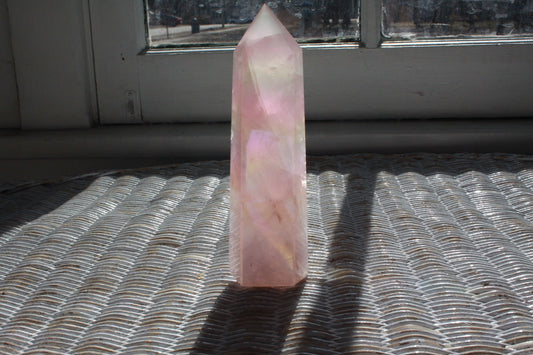 Divine Angel Aura Rose Quartz Tower | Rose Quartz Tower | Rainbow Angel Aura | Radiant Love Stone | Crystal Home Decor | Crystal Gift