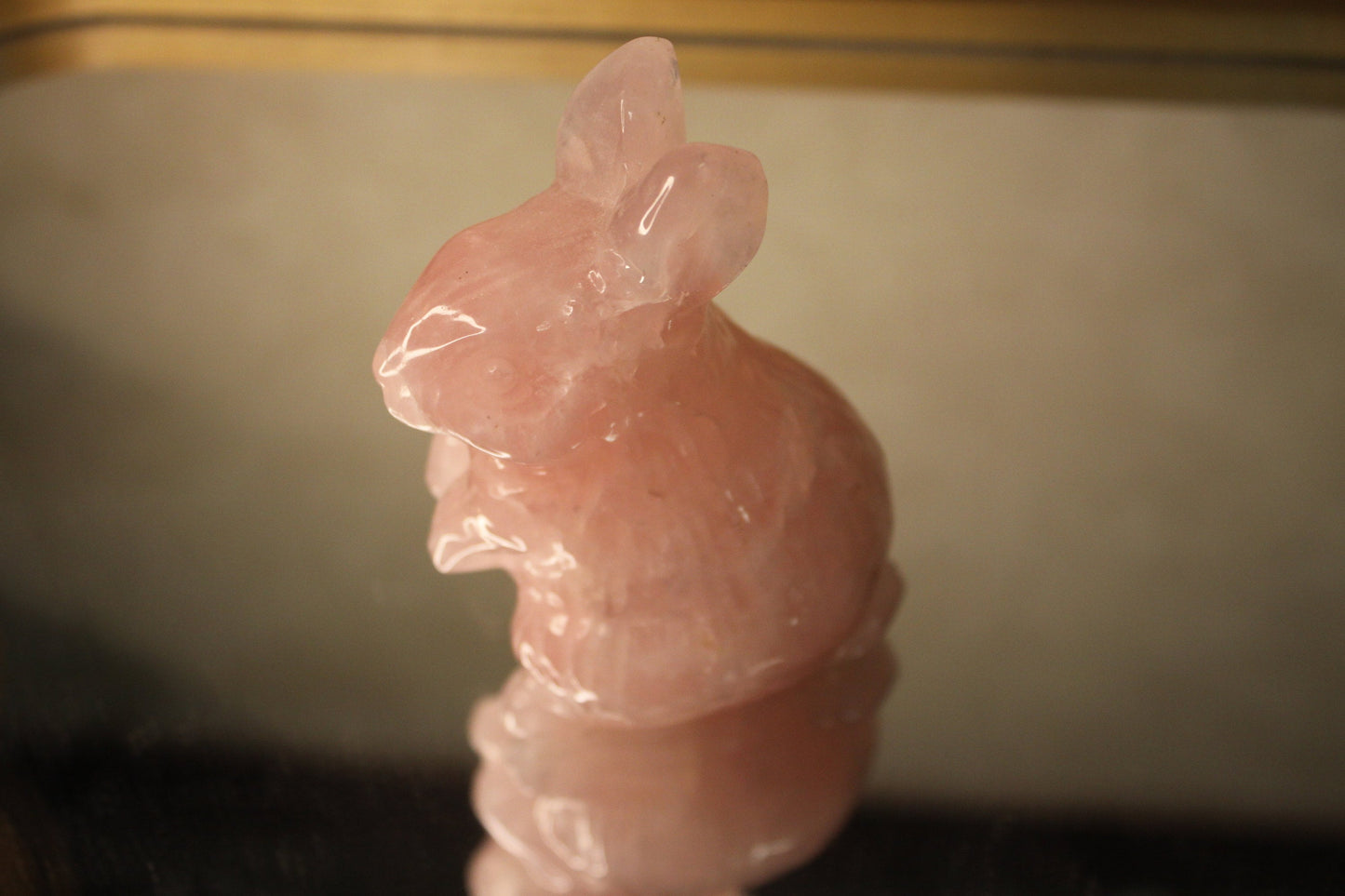 Adorable Rose Quartz Easter Bunny Rabbit Crystal | Hand Carved Animal Stone | Hyaline Quartz | Spring Holiday Decor | Love And Friendship